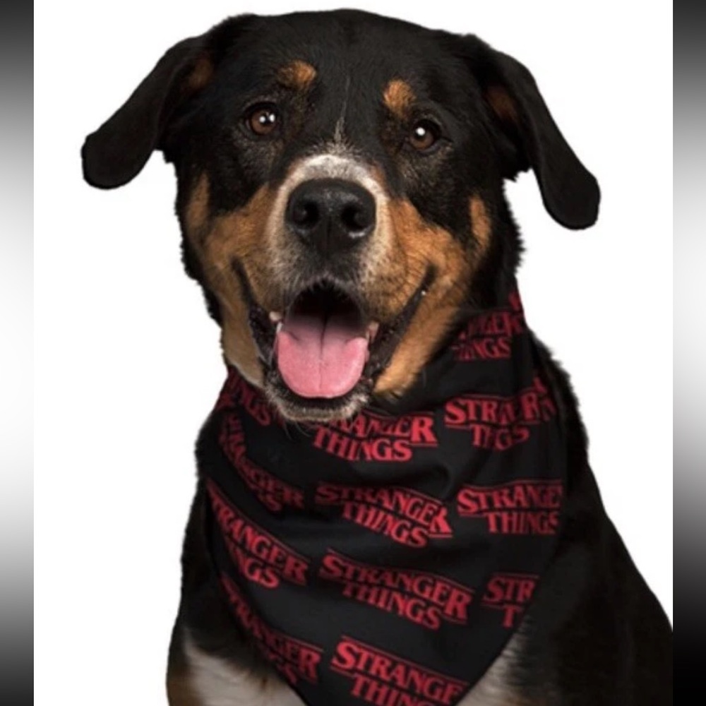 STRANGER THINGS Dog Bandana Black Size Large/XL NWT Black Holiday Gift Pet Puppy